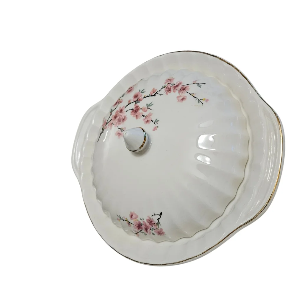 Vintage WS George Bolero Peach Blossom Covered Vegetable Bowl 9.5